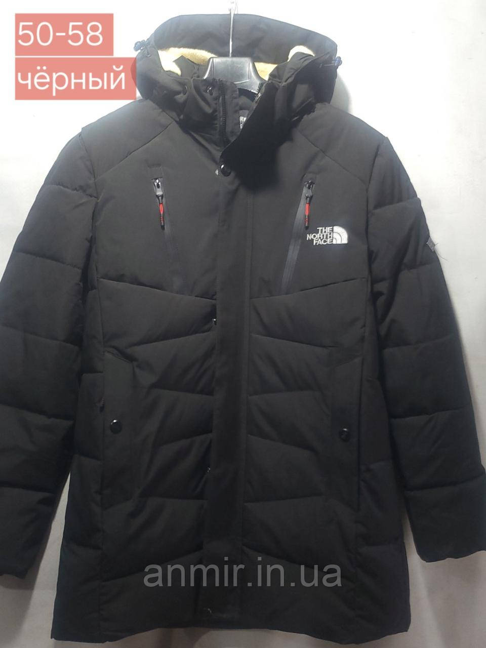 Куртка зимова чоловіча з капюшоном TNF норма 50-58, чорного кольору