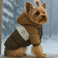 Куртка для собак «Клуб», коричневий, зимовий, осінній одяг для собак дрібних, середніх порід