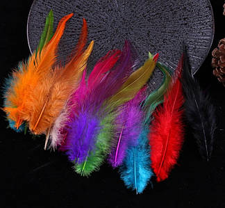 Декоративне Пір'я / Пухнасті / Упаковка ≈ 45-50 шт / від 7 до 13 см / Мікс Яскравий №24