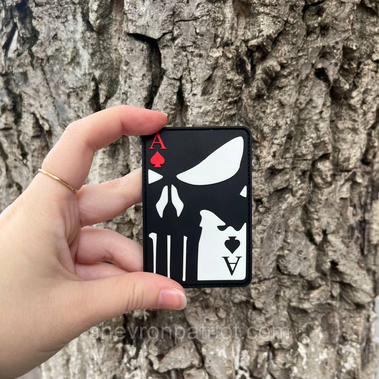 №ПВХ011 Шеврон "Ace of Spades Punisher" | Туз піковий Каратель 8Х5.5СМ, фото 1