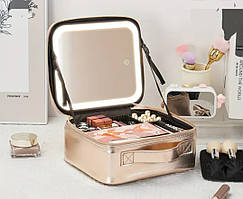 Косметичка з дзеркалом і підсвіткою LED Niceland (колір рожеве золото)