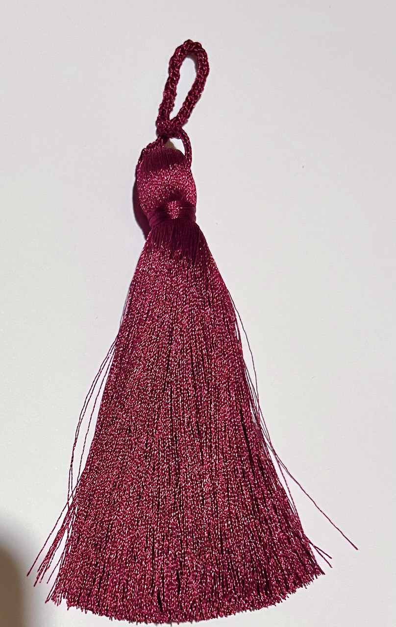 Кисть шелковая текстильная декоративная ( 1 шт )  Китиця 10см, бордова винная0243