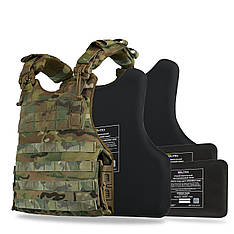 Бронежилет Kiborg мультикам (L) Modular X-1 (збільшена площа захисту) + балістичний пакет Militex, 1 клас