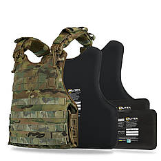 Бронежилет мультикам (M) Kiborg Modular X-1 (збільшена площа захисту) з балістичним пакетом Militex, 2 клас