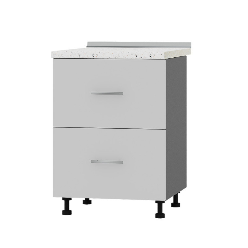 Кухонний модуль 2 шухляди Оптіма Низ Н86-600 Антрацит/Німфея Альба (Білий) (без стільниці) 600х461х820 мм (DTM-072132), фото 1