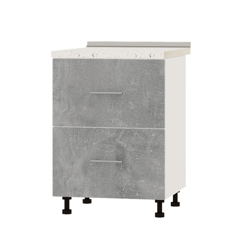 Кухонний модуль 2 шухляди Оптіма Низ Н86-600 Білий/Бетон (без стільниці) 600х461х820 мм (DTM-072134), фото 1