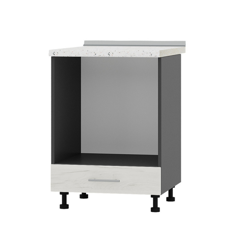 Кухонний модуль під духовку Оптіма Низ Н85-600 Антрацит/Дуб Крафт Білий (без стільниці) 600х461х820 мм (DTM-072182), фото 1