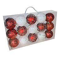 Набір іграшок на ялинку 19341 7 см 15 шт червоний buzyna