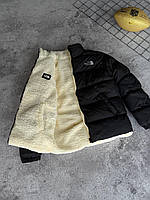 Пуховик зимний The North Face двухсторонний мужской на искусственной овчине. Дутий пуховик The North Face зимний