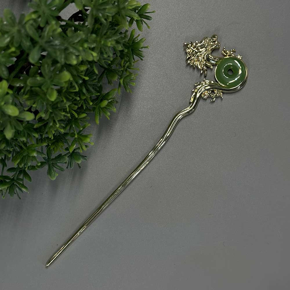 Металева заколка в азійському стилі для волосся Дракон золотий, фото 1