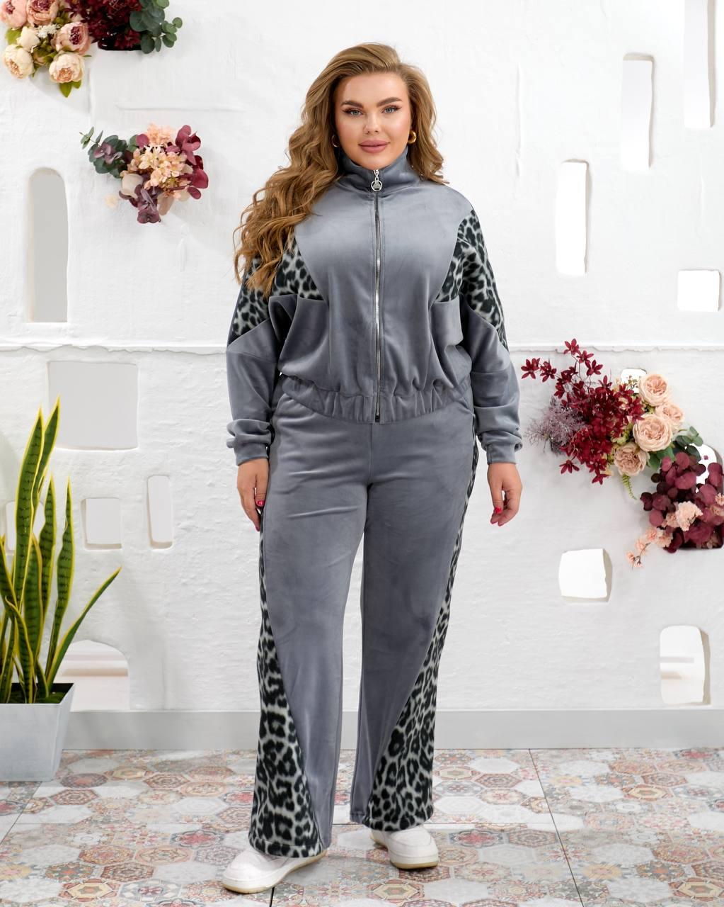Костюм двійка спорт Модель: 774-936 Колір: коричневий, сірий, чорний + сірий, чорний + коричневий лео, фото 1
