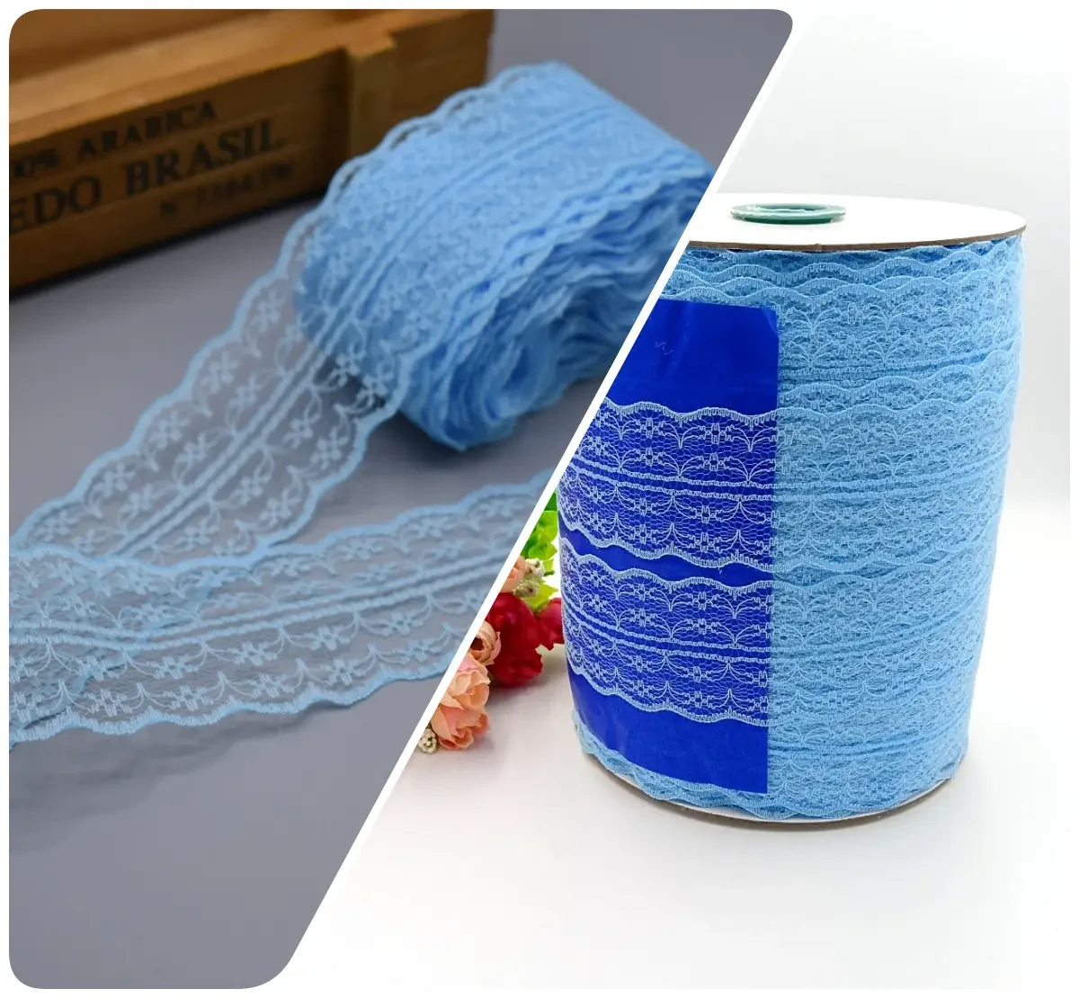 ОПТ Мереживо Сітка / 4,5 см / "АЛЮР" / Бобіна - 260 метрів / Блакитний, фото 1