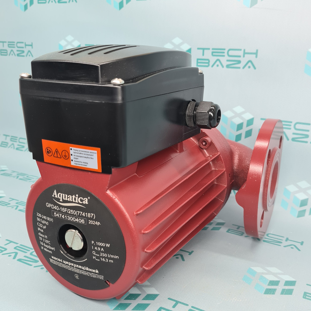 Насос циркуляційний фланцевий AQUATICA 1.0 кВт Hmax 16.3 м Qmax 250л/хв DN40 250мм + відповідь фланець (774187)