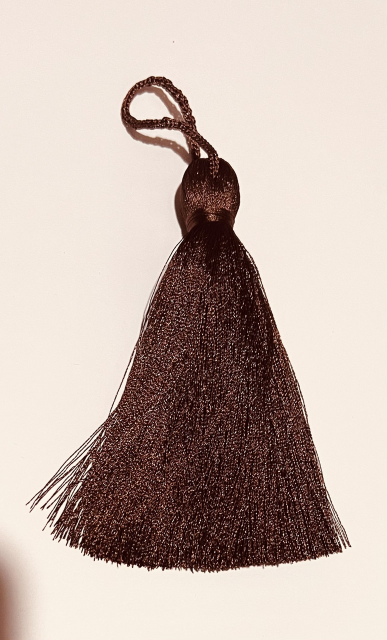 Китиця шовкова текстильна 10см, коричнева