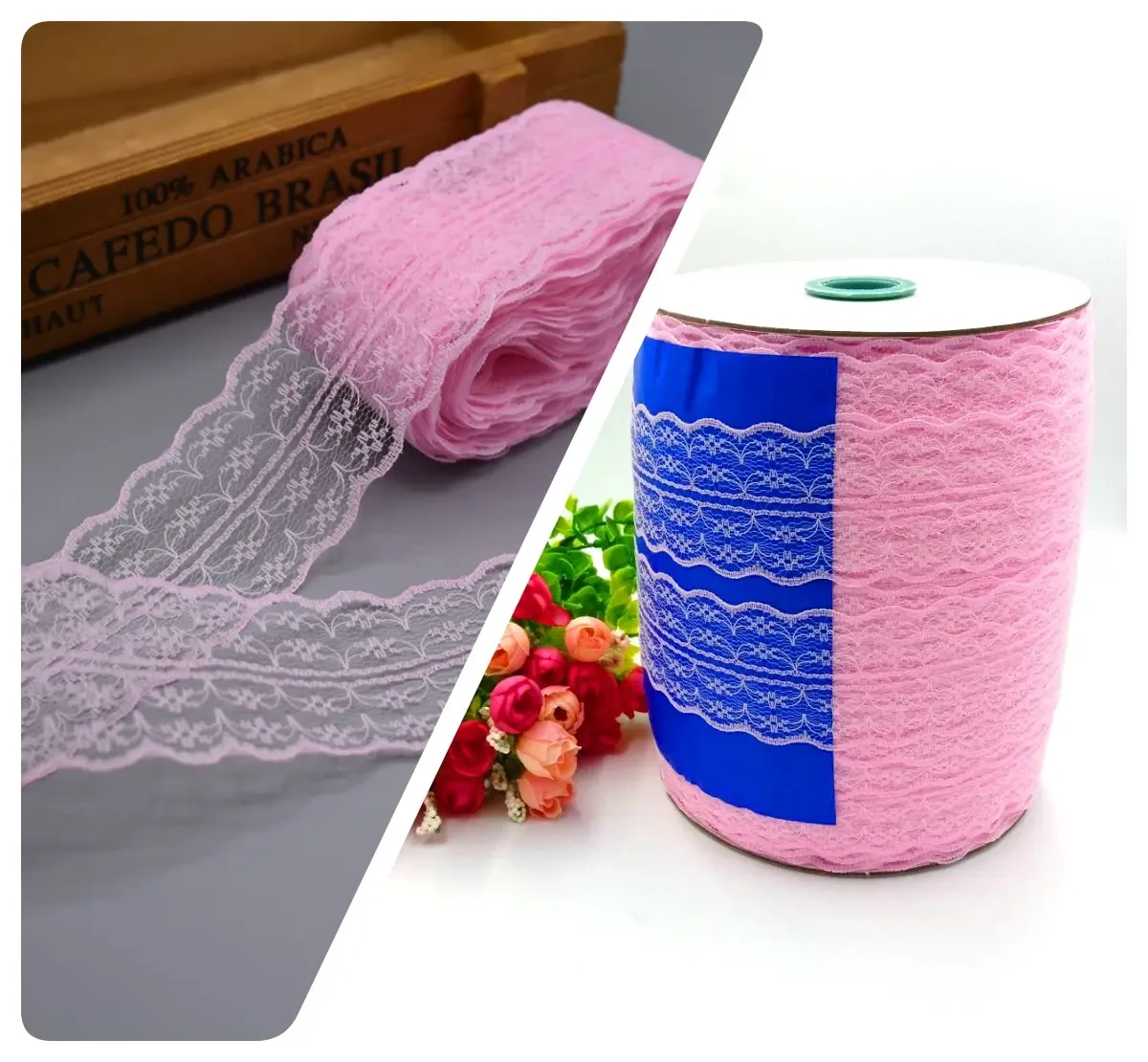 ОПТ Мереживо Сітка / 4,5 см / "АЛЮР" / Бобіна - 260 метрів / Рожевий, фото 1