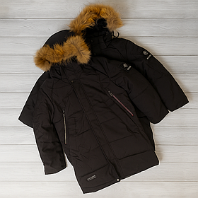 Зимова тепла куртка з капюшоном у чорному кольорі для хлопчика