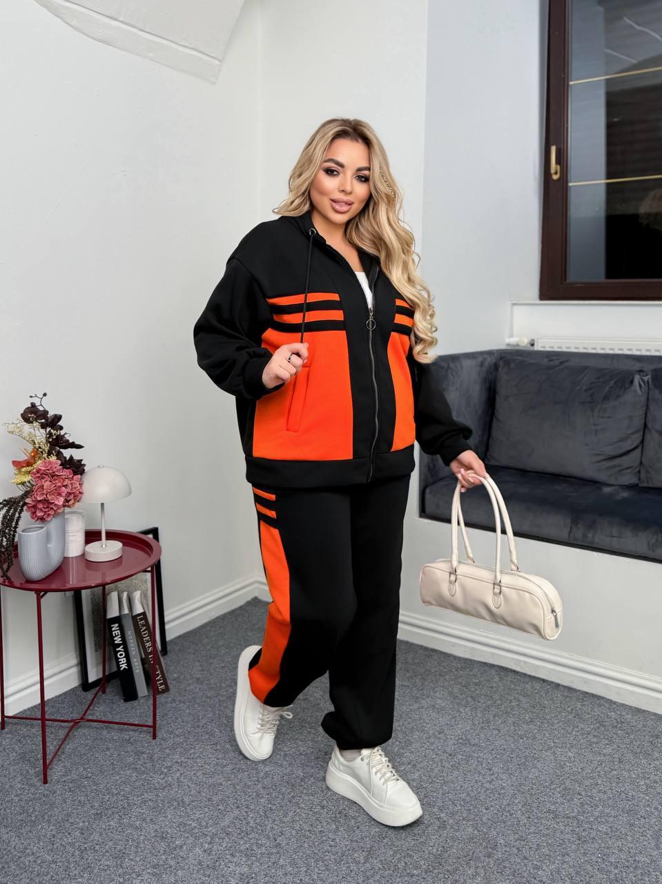 Костюм двійка спорт Модель: 774-940 Колір: чорний + бузковий, коричневий + бежевий, чорний + оранжевий, фото 1
