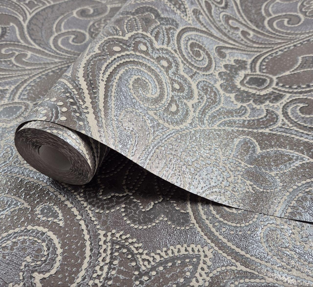 Шпалери вінілові на флізеліні 0.53 × 10.05 м Marburg 56824, коричневі — для спальні, вітальні, коридору, фото 1