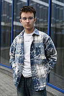 Підліткова сорочка oversize з кашеміру унісекс, турецька тканина, мармуровий окрас, розміри 146–170