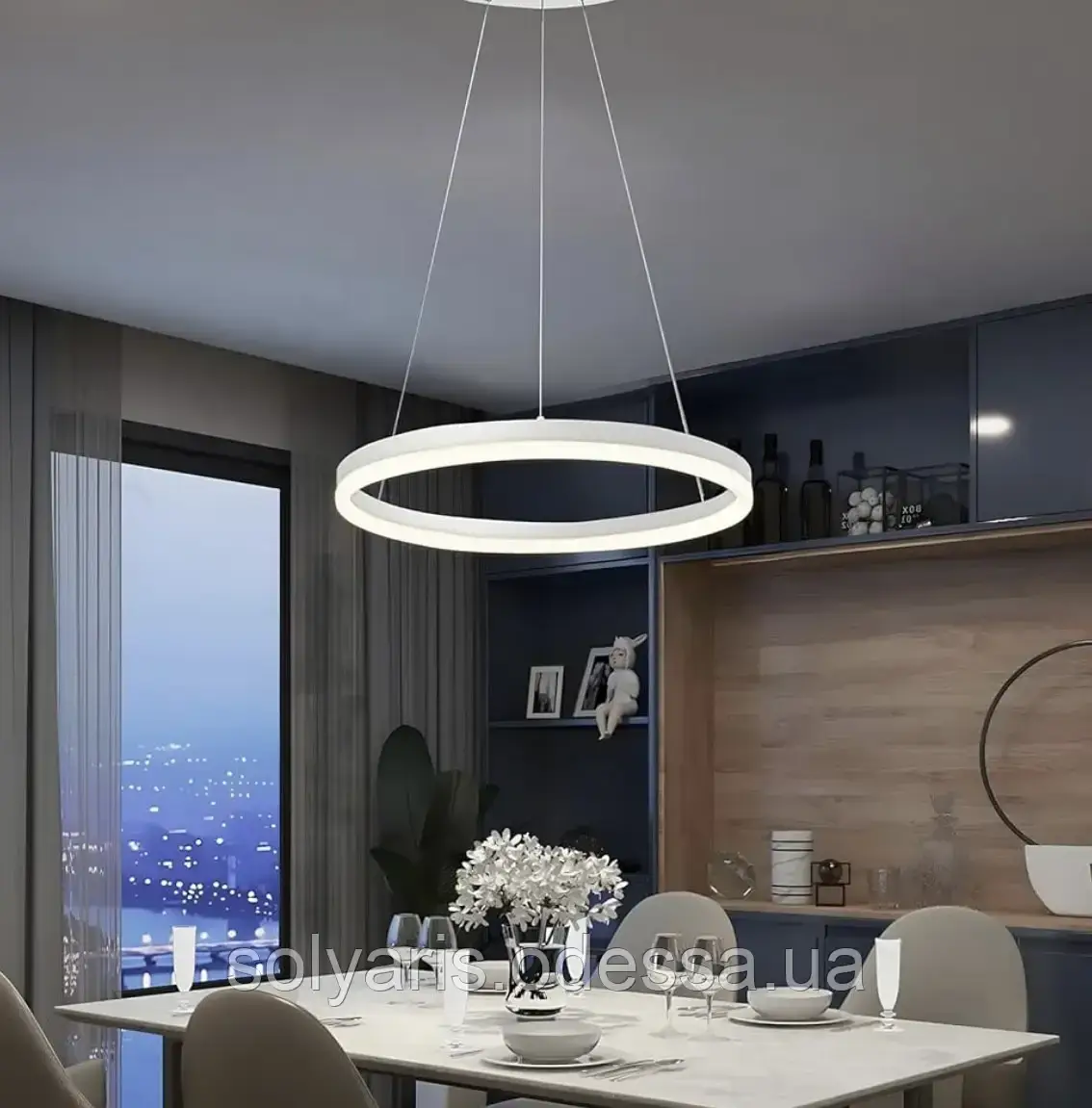 LED люстра з димером, 46W MD229079-400 dimmer: чорний, білий, фото 1