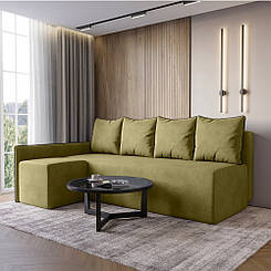 Кутовий диван ортопедичний iSmart MORRO єврокнижка 198x140 см (матрац Light) оливковий Laura 27 (ISM-051304)