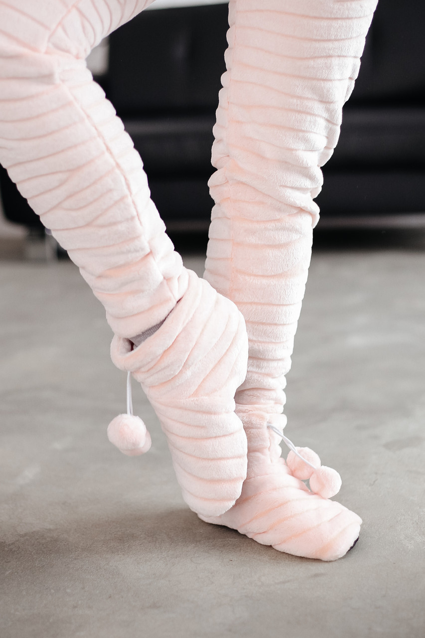 Домашні махрові тапочки - чобітки Шиншила персик, фото 1