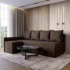 Кутовий диван ортопедичний iSmart MORRO єврокнижка 198x140 см (матрац Bonel) темно-коричневий Laura 8 (ISM-051311)