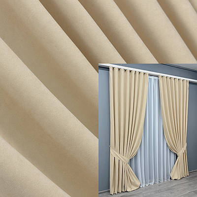 Комплект штор (2шт. 1,5х2,9м.) мікровелюр, колекція "Petek". Колір бежевий. Код 1826ш 33-0818