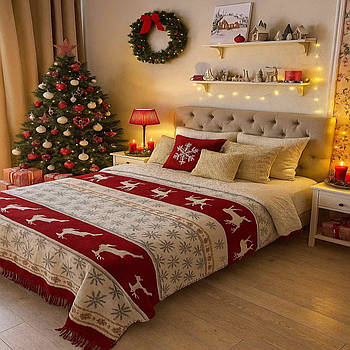 Плед бавовняний Sarar Battaniye з бахромою 645436