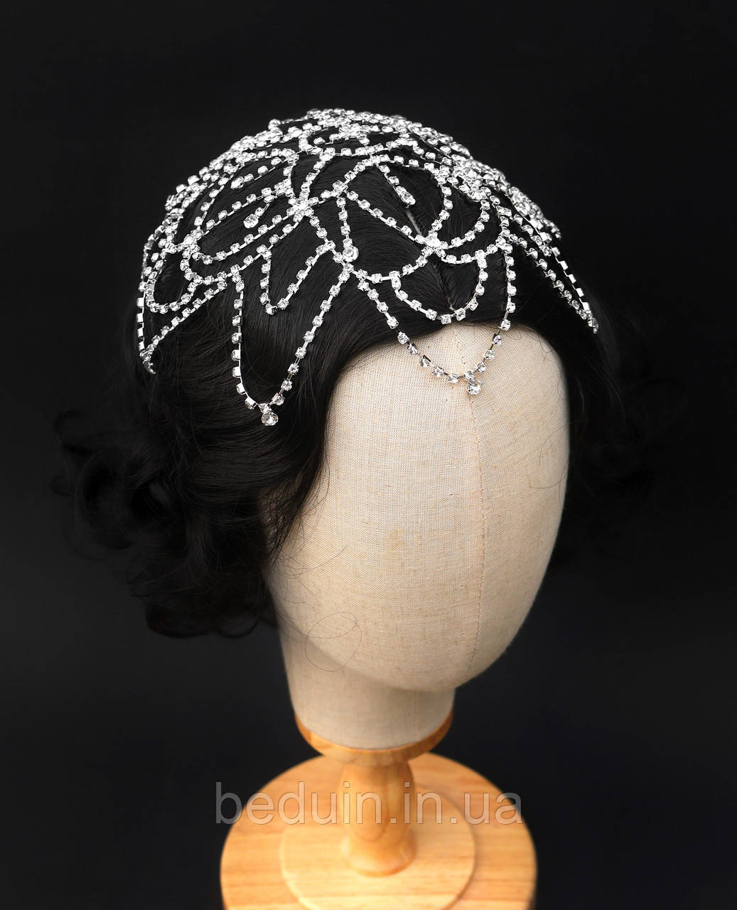 Розкішна прикраса на голову "Monro" шапочка зі страз, стиль гетсбі - Aushal Jewellery