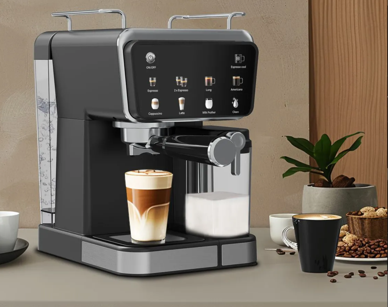 Кавова машина 3в1 з капучинатором Zepline Електрична кавоварка для дому 20 Bar, 8 напоїв, капсули, ESPRESSO COOL, фото 1