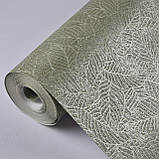 Шпалери вінілові на флізеліні 0.53 × 10.05 м Marburg 56811, оливкові — для спальні, вітальні, коридору, фото 2