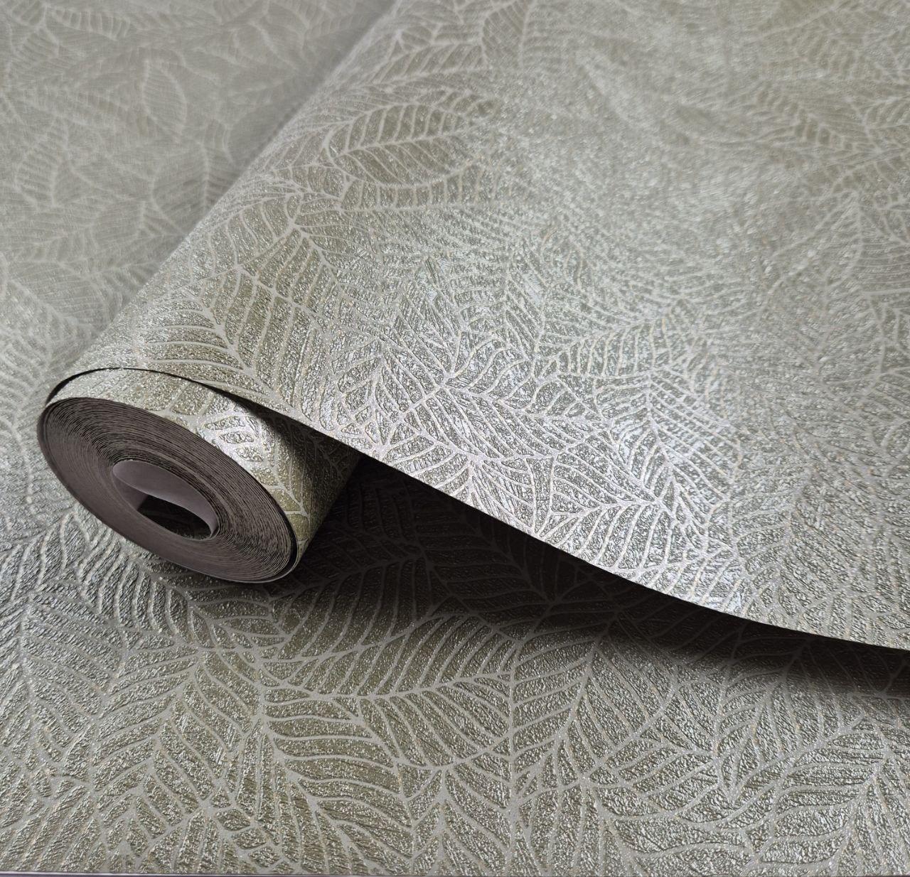 Шпалери вінілові на флізеліні 0.53 × 10.05 м Marburg 56811, оливкові — для спальні, вітальні, коридору, фото 1