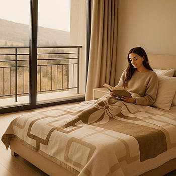 Плед бавовняний Sarar Battaniye з бахрамою 1607в