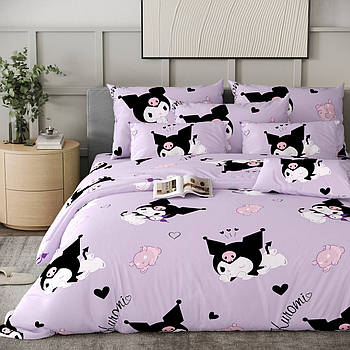 Постільна білизна Королева Ночі (Бязь) | Полуторний комплект | 50х70 | Куромі на бузковому