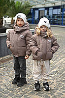 Дитяча зимова куртка унісекс, водовідштовхувальна плащівка “Канада”, холлофайбер 250, розміри 104–140, кольори чорний, роже