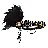 Карнавальна пов'язка з пір'ям "Вечірня Мейбл" прикраса на голову у стилі гетсбі Aushal Jewellery