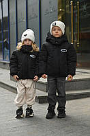 Дитяча зимова куртка унісекс, водовідштовхувальна плащівка “Канада”, холлофайбер 250, розміри 104–140, кольори чорний, роже