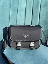 Чоловіча сумка нейлонова чорна Prаdаa, сумка через плече, барсетка чоловіча