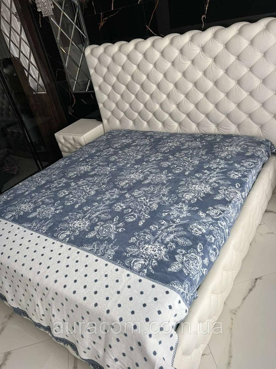 Милий плед у горошок і квіточку, двобічний, євро розмір., фото 1