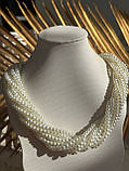 Кольє багатослойне з перлів, фото 8