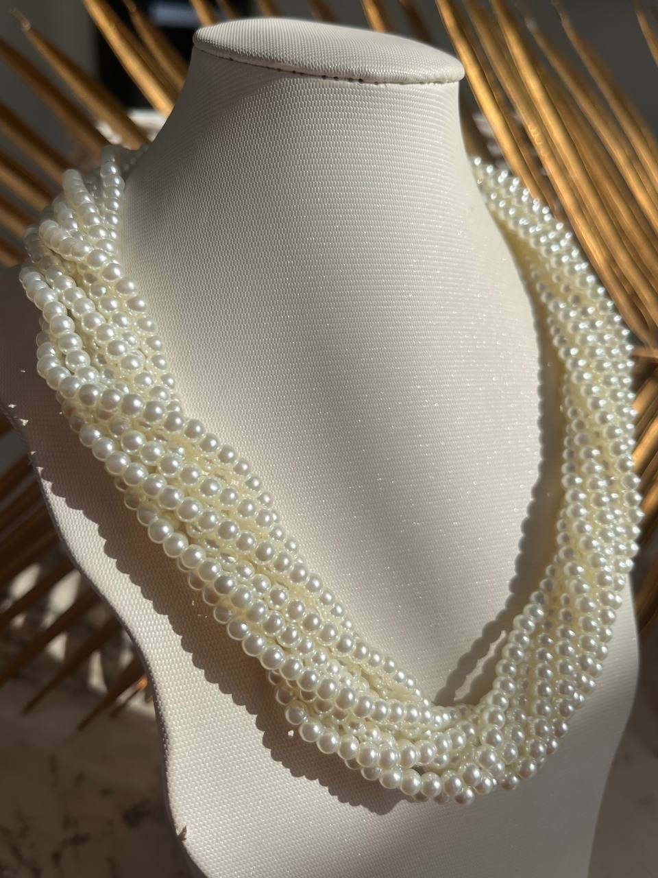 Кольє багатослойне з перлів, фото 1