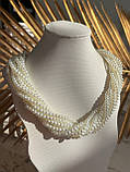 Кольє багатослойне з перлів, фото 3