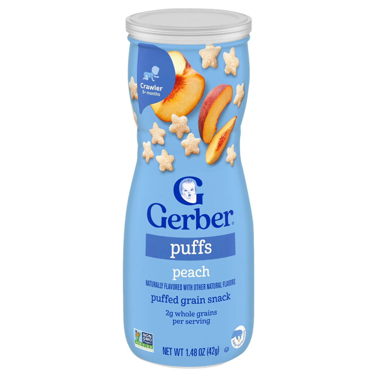Снеки з повітряних злаків Gerber Grain&Grow Puffs Snack персик від 8 місяців, 42 г, фото 1
