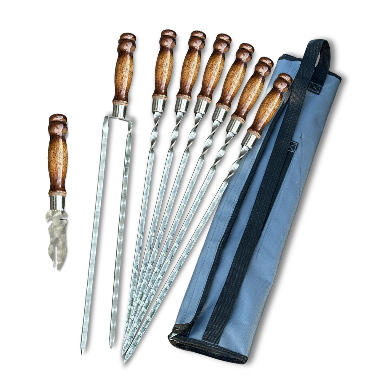 Набір шампурів Арго 6/1/1 ретро ручка в сірому чохлі, фото 1