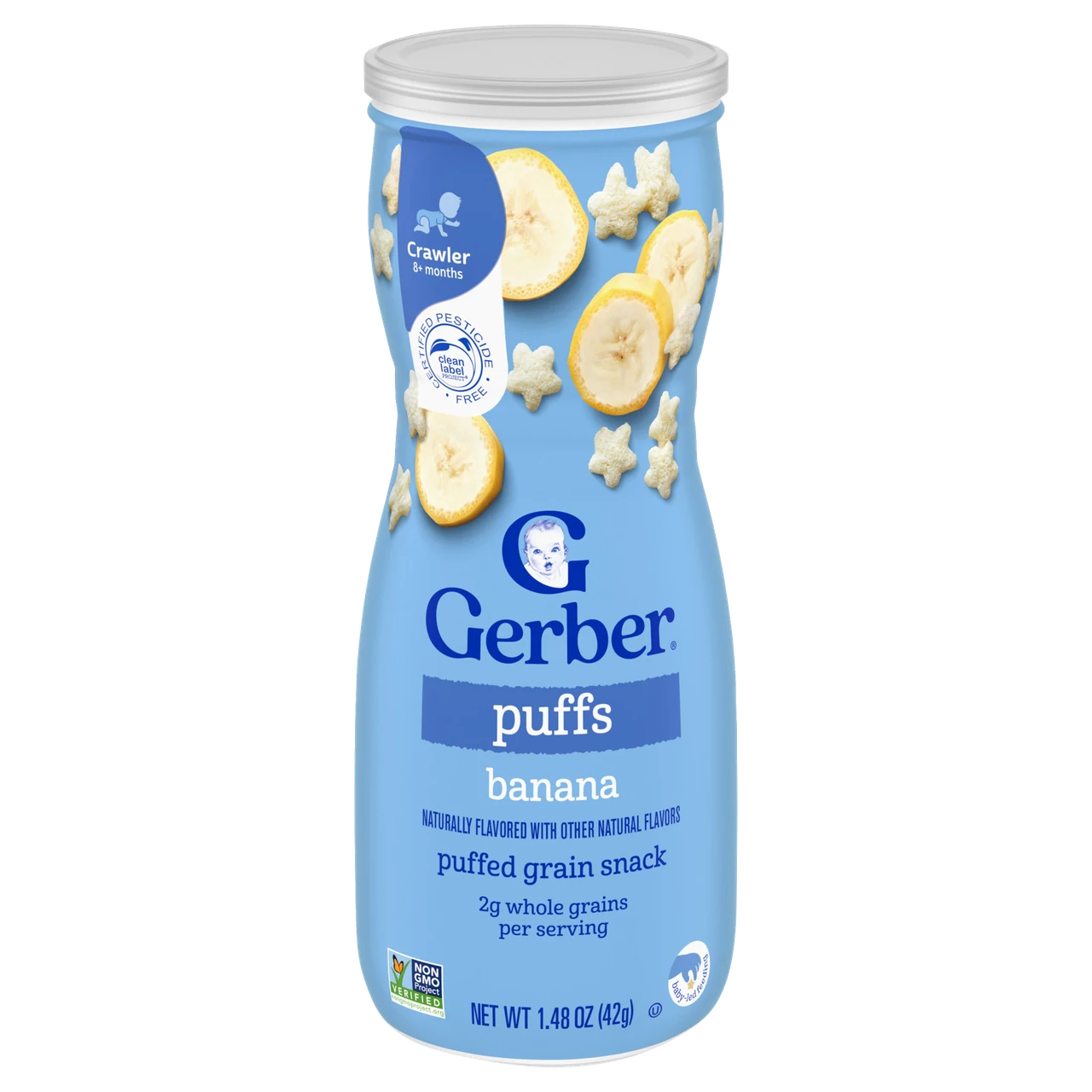 Снеки з повітряних злаків Gerber Grain&Grow Puffs Snack банан від 8 місяців, 42 г, фото 1