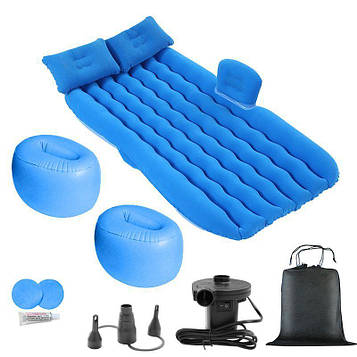 Надувний автомобільний матрац для заднього сидіння + подушки KT7001904 синього кольору PeremogaUA