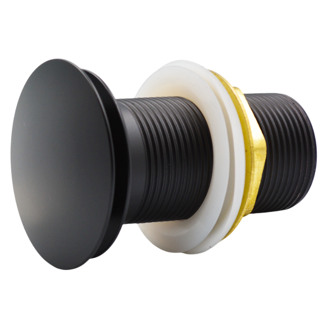 Донний клапан п'ята для раковини J.G. 1 1/4 дюйми 91.5 х 43 мм без переливу нержавіюча сталь чорний, фото 1