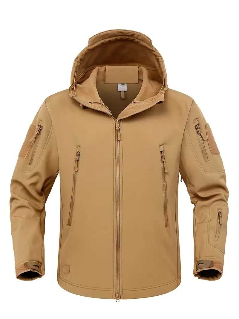 Чоловіча тепла куртка з капюшоном – осінньо-зимова тактична куртка з багатьма кишенями XL, фото 1