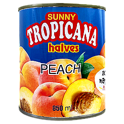 Персики половинки в сиропі Тропікана Tropicana ж/б 850ml 12шт/ящ (Код: 00-00018359)